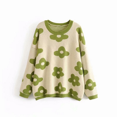 Pulover de dama in trei culori cu aplicatie - floare