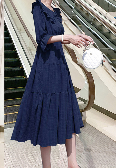 Lezser női hosszú ruha két színben, 3/4-es ujjal