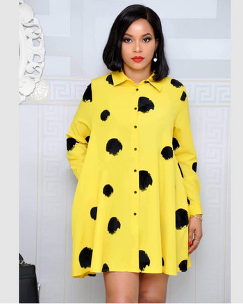 Rochie scurta de dama moderna cu guler clasic si maneci lungi in mai multe culori