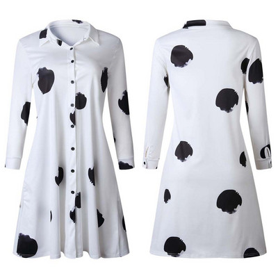 Rochie scurta de dama moderna cu guler clasic si maneci lungi in mai multe culori