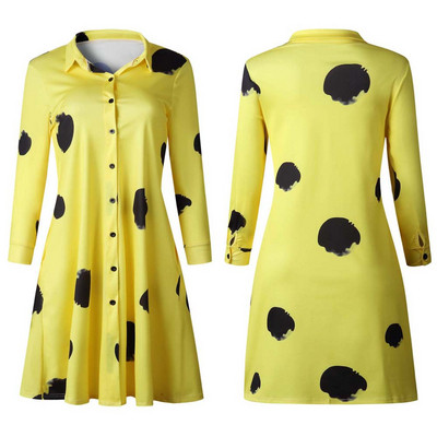 Rochie scurta de dama moderna cu guler clasic si maneci lungi in mai multe culori