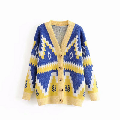 Női kardigán színes mintával - két színben