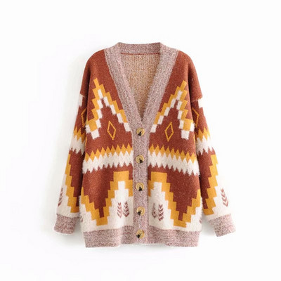 Női kardigán színes mintával - két színben