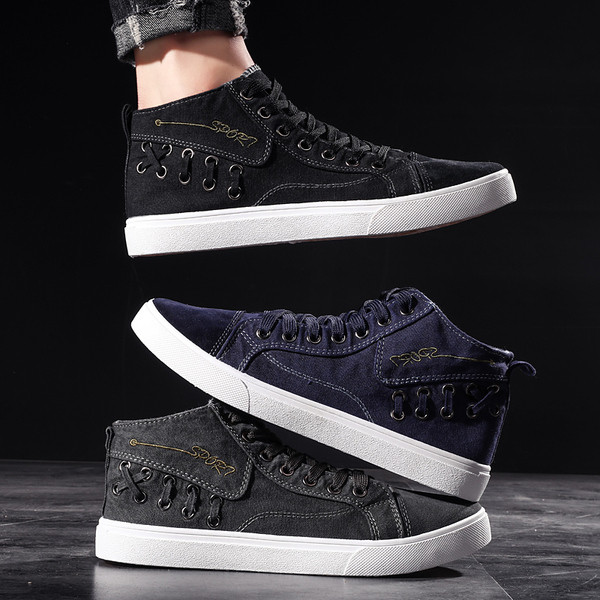 Adidasi moderni pentru barbati in trei culori cu broderie