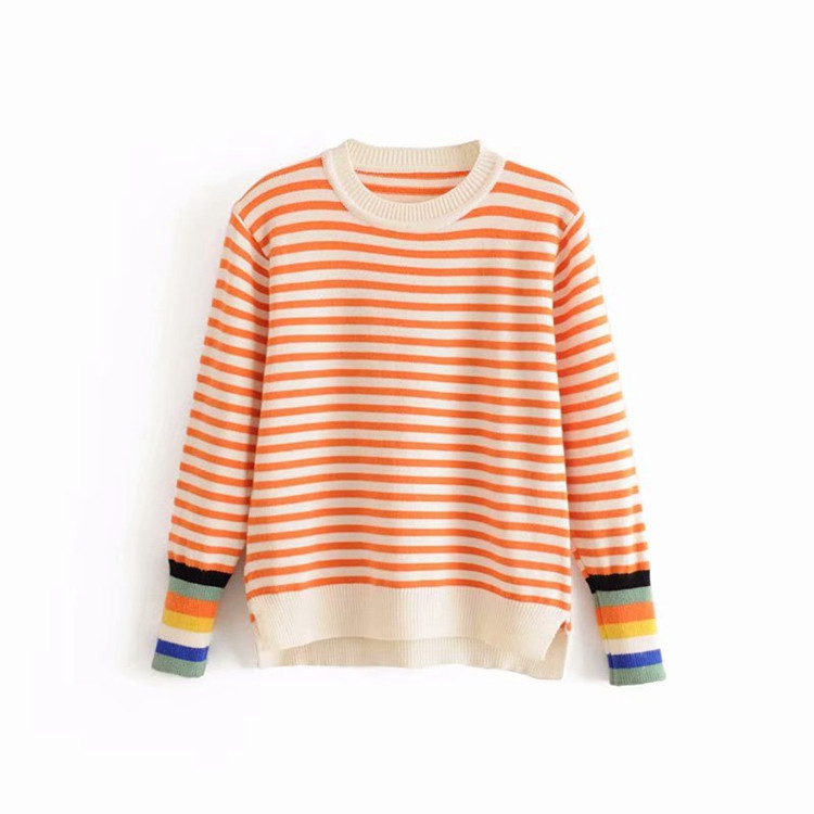 Pulover de damă cu dungi din tricot subțire - trei culori