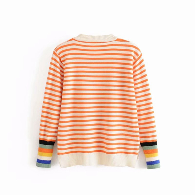 Pulover de damă cu dungi din tricot subțire - trei culori