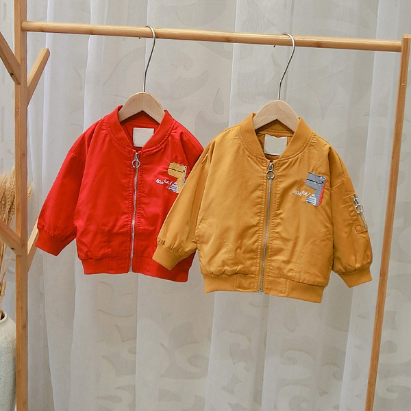 Нов модел детско яке за момчета в червен и оранжев цвят