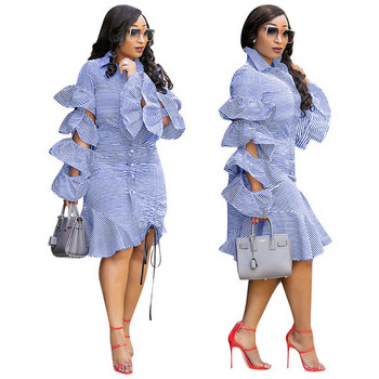 Rochie de dama model NOU cu nasturi in albastru si roz