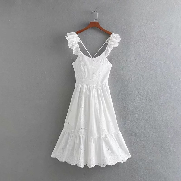 Rochie moderna de dama - model croiat in culoarea alba