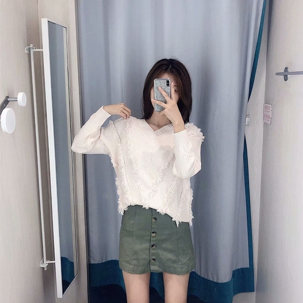 Pulover de dama cu franjuri in trei culori