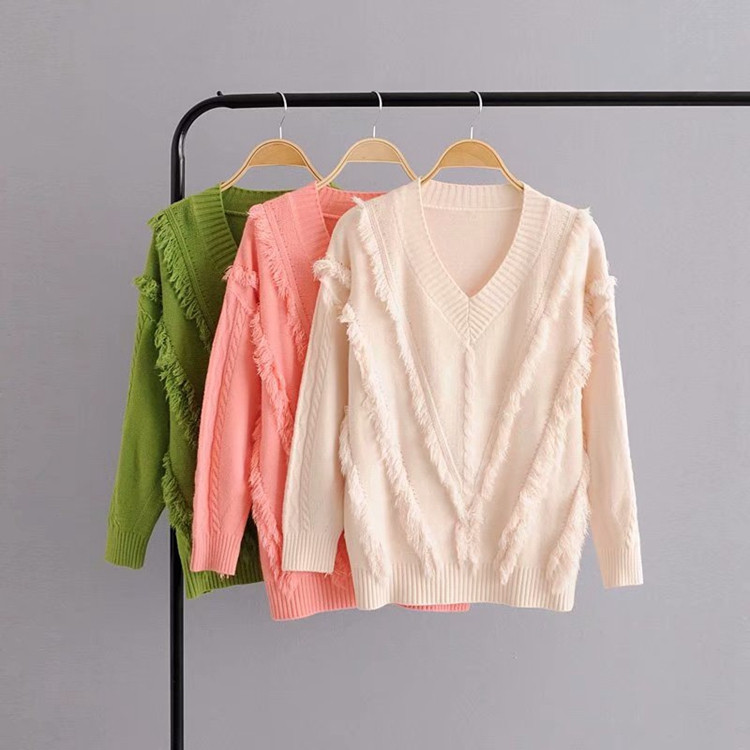 Pulover de dama cu franjuri in trei culori