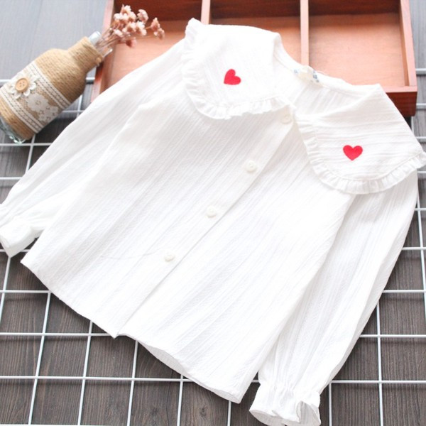 Cămașă modernă pentru copii cu nasturi în alb