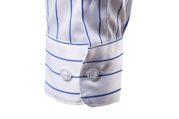 Cămașă bărbătească în dungi în negru, alb și albastru