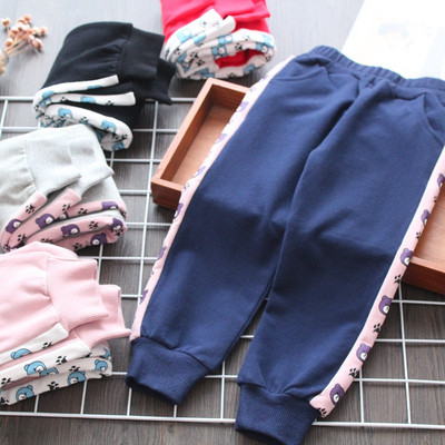 Модерен детски панталон за момичета с кант в няколко цвята