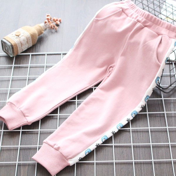 Pantaloni copii moderni pentru fete cu margini in mai multe culori