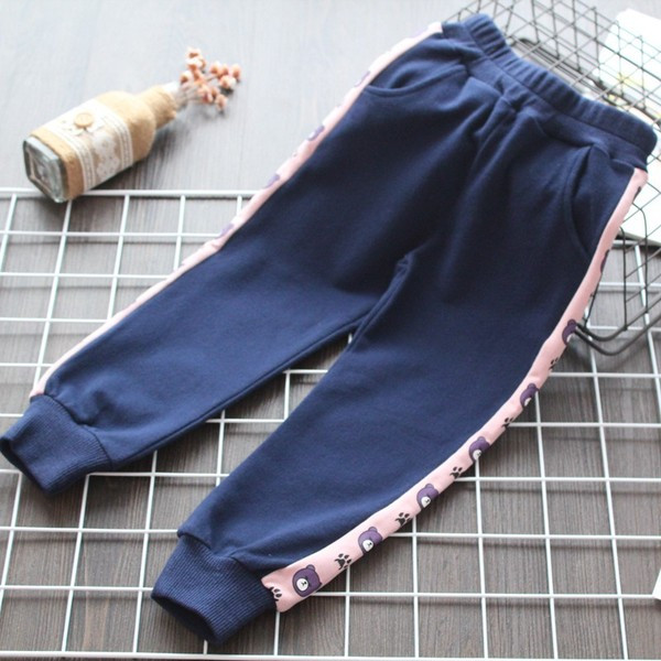 Pantaloni copii moderni pentru fete cu margini in mai multe culori