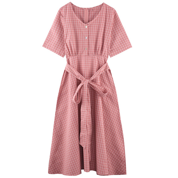 Női lezser hosszú kockás ruha két színben