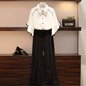 Elegáns férfi szett fehér inggel és fekete nadrággal 5XL-ig