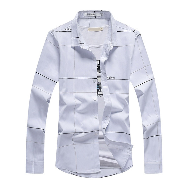 Stílusos férfi ing fehér és szürke színben, felirattal