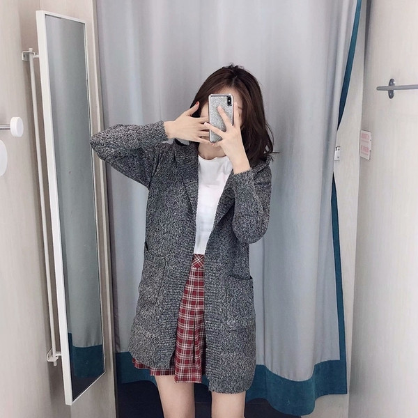 Cardigan lung de damă cu glugă și buzunare