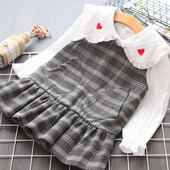 Model nou de rochie pentru copii in carouri pentru fete