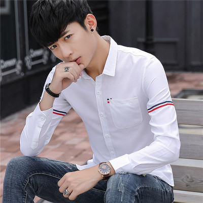 Cămașă modernă pentru bărbați în patru culori cu buzunar și nasturi