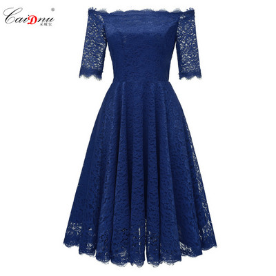 Rochie de dama eleganta din dantela cu maneci 3/4 in trei culori