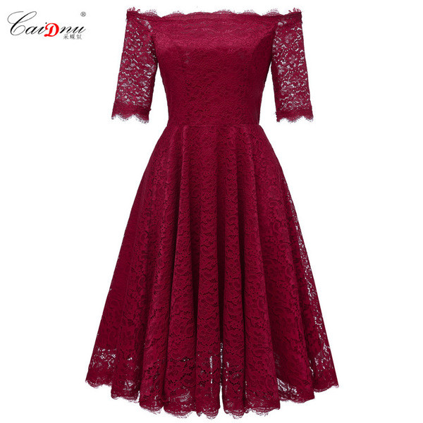 Rochie de dama eleganta din dantela cu maneci 3/4 in trei culori