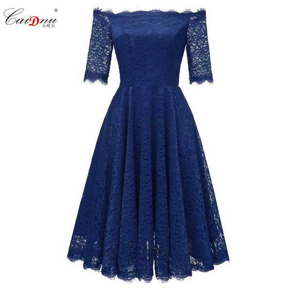 Rochie de dama eleganta din dantela cu maneci 3/4 in trei culori