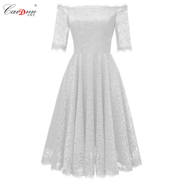 Rochie de dama eleganta din dantela cu maneci 3/4 in trei culori