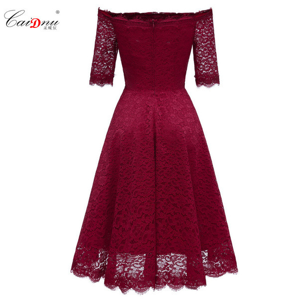 Rochie de dama eleganta din dantela cu maneci 3/4 in trei culori