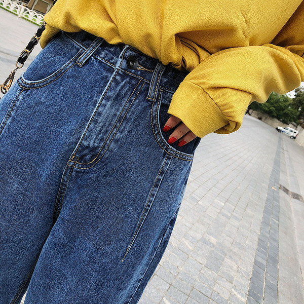 Blugi dama marime mare model lat cu talie inalta