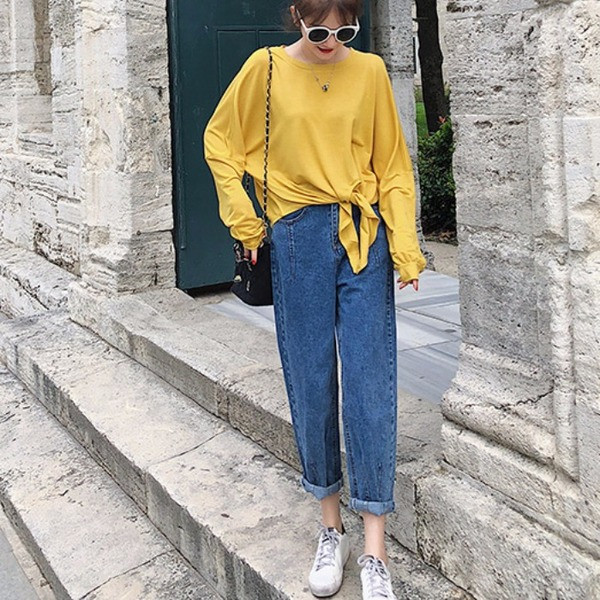 Blugi dama marime mare model lat cu talie inalta