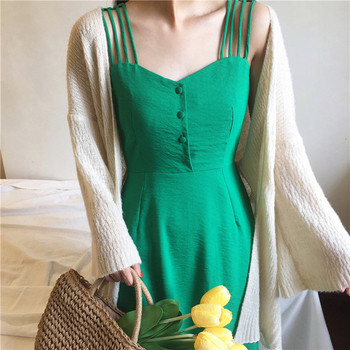 Női hosszú szabású ruha zöld és narancs színben