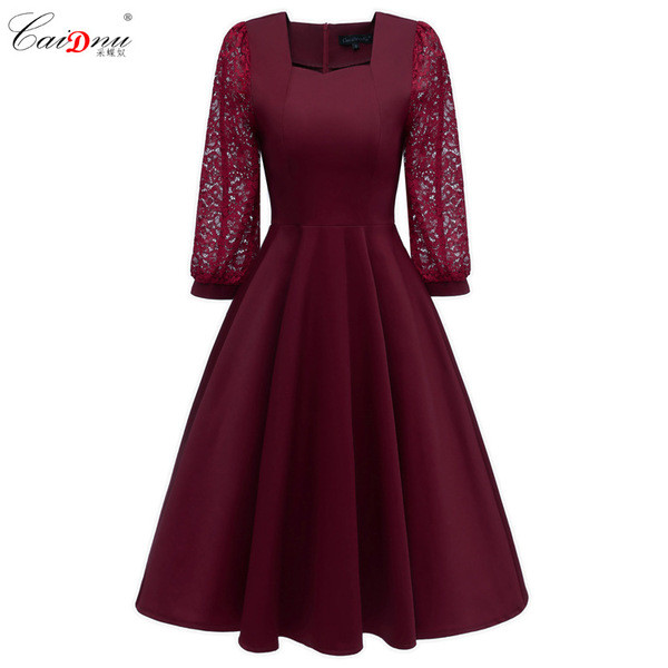 Rochie moderna de dama cu decolteu patrat si maneci lungi in trei culori