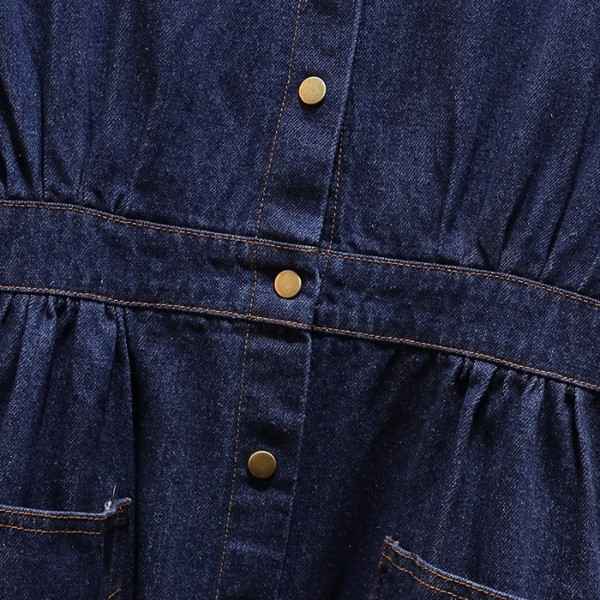 Rochie de dama de toamna din denim cu maneci lungi si marimi pana la 5XL in culoare inchisa