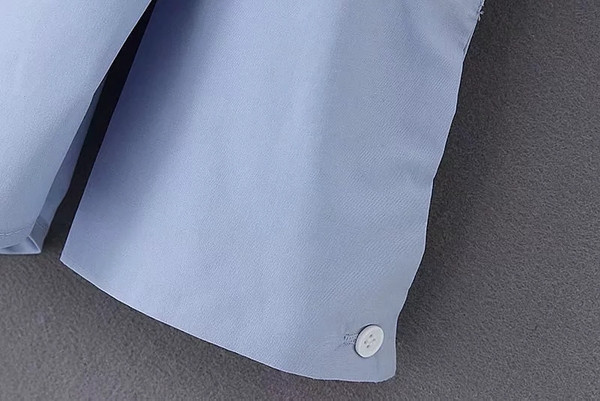 Camasa moderna de dama model asimetric in culoarea albastra