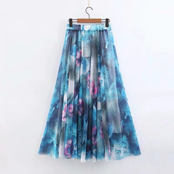 Fusta de dama cu aplicatie colorata si talie elastica