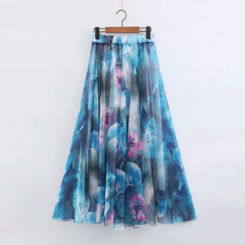 Fusta de dama cu aplicatie colorata si talie elastica