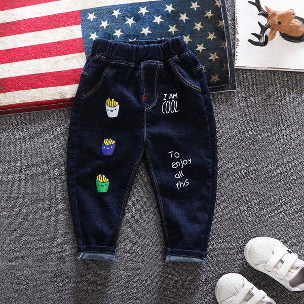 Modern gyerekfarmer kék és fekete mintával