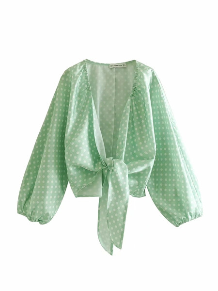 Cămașă modernă de damă cu mâneci lungi de culoare verde