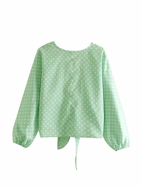 Cămașă modernă de damă cu mâneci lungi de culoare verde