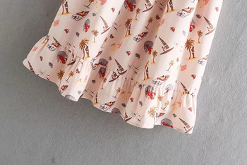 Női ruha vékony pántokkal, színes mintával