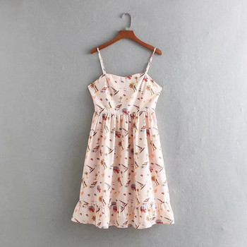 Női ruha vékony pántokkal, színes mintával