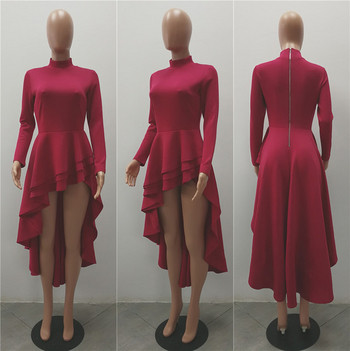 Modern női ruha cipzárral és O-nyakú négy színben