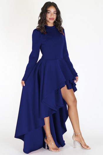 Modern női ruha cipzárral és O-nyakú négy színben