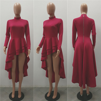 Modern női ruha cipzárral és O-nyakú négy színben