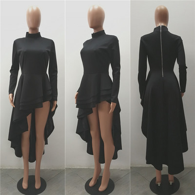 Modern női ruha cipzárral és O-nyakú négy színben