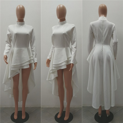 Modern női ruha cipzárral és O-nyakú négy színben