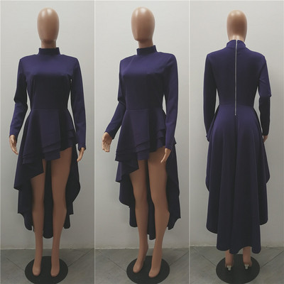 Modern női ruha cipzárral és O-nyakú négy színben